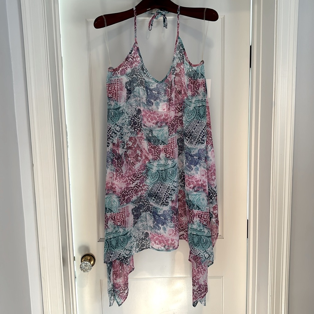NWT Company Ellen Tracy swim coverup w/ halter neck & handerkerchief hem